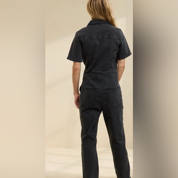 Black Utility Jumpsuit - Women's Short Sleeve One-Piece - Picture 4 of 4